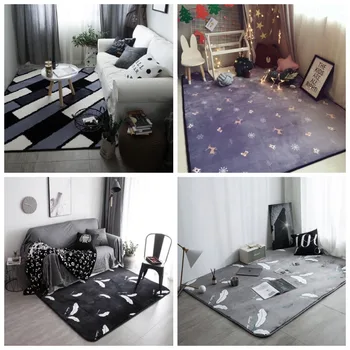 

Black and white fashion Irregular striped carpets/living room Bedroom Decoration carpet Crystal velvet printed Anti-slip Mat