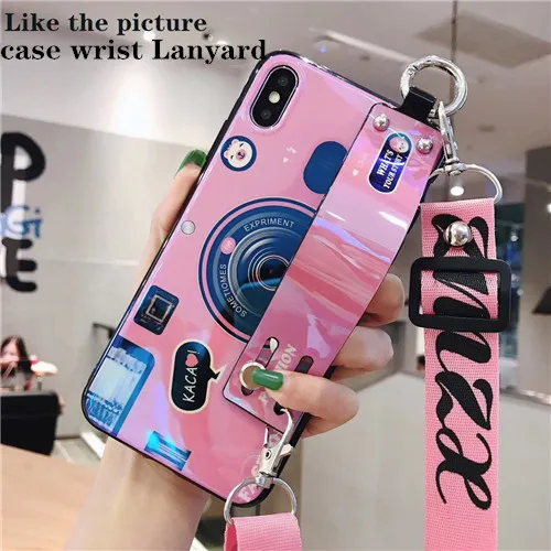 Для Xiaomi A2 lite Redmi 4X 5A 5Plus 6 6A 6Pro 7 7A Note 5 6 7 Redmi K20 9T Pro Blue ray 3D камера мягкий чехол+ подставка+ ремешок - Цвет: case Wrist Lanyard