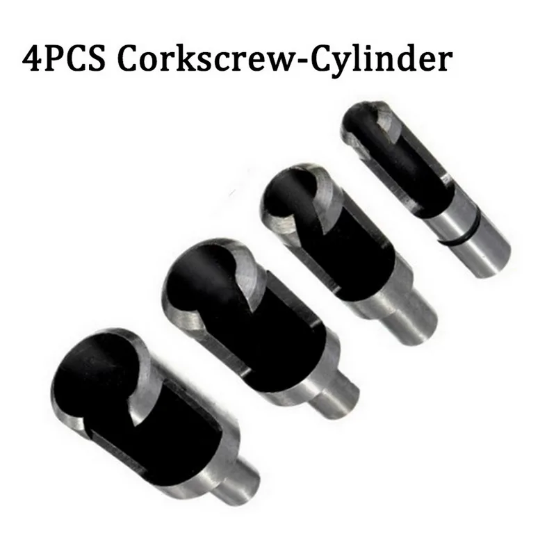 4pcs cylinder drill Набор резцов для отверстий для деревянных заглушек набор инструментов для резки заглушек пила с 10 мм хвостовиком из высокоуглеродистой стали режущее сверло - Тип лезвия: 4pcs cylinder drill