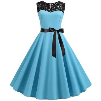 

Summer Lace Dress Robe Femme Women 2019 Elegant Vintage Party Dress Casual Office Ladies Work A Line Midi Dress Plus Size