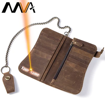 

MVA Long Men Wallets Purse Luxury Brand Wallet Men Crazy Horse Leather Wallet Man Vintage Purse With Engraving Card Holder 8810