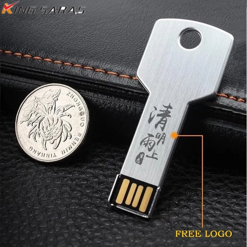 Флеш-накопитель USB 32 флэш в виде ключа usb-диск особой формы 2,0 128 Гб 64 ГБ флеш-накопитель металлический золотой Флешка 16 Гб карта памяти 8 ГБ 4 ГБ Бесплатный Пользовательский логотип