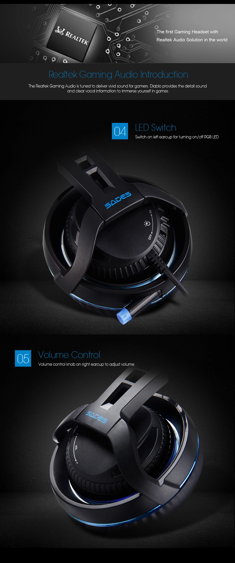 SADES  Diablo PC gaming headset  computer game RGB headset Realtek Effect Surround Sound headphones gamer Игровая гарнитура Компьютерная гарнитура444