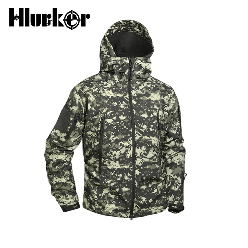 Tanie Jesień polowanie Ghillie garnitury wojskowy kamuflaż z polaru Softshell kurtka turystyczna mężczyźni armia Tactical wielu Camo męskie wiatrówki