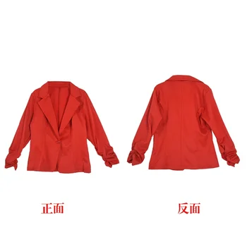 

New Womens Color Blazer Jacket Suit Work Casual Basic Long Sleeve Candy Button Red Size XL