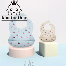 Kissteether New 1pcs Printed Carton Silicone Bib Waterproof Baby Feeding Newborn Cartoon Aprons Adjustable Baby Bibs Burp Cloth