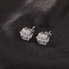 Hip Hop Claw Setting CZ Stone Bling Ice Out Plum Blossom Flower Stud Earring for Women Men Unisex Rapper Jewelry 4