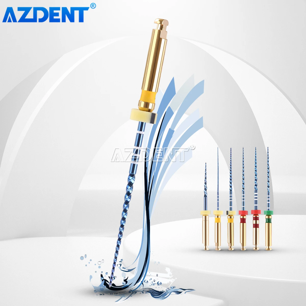 AZDENT Dental térmicamente activado níquel-titanium Root Canal archivo Endo formando archivos 25mm Flexible 6 unids/caja uso del motor