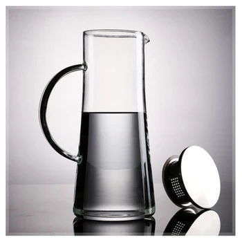 

1.5 L Large Capacity Jug Pot Thick Glass Cold Water Pots Stainless Steel Flow Lid Heat-resistant Transparent Juice Pot