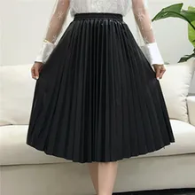 Демисезонный новые модные юбки женские эластичные Высокая Талия однотонные Цвет плиссированное платье миди-трубка с юбкой