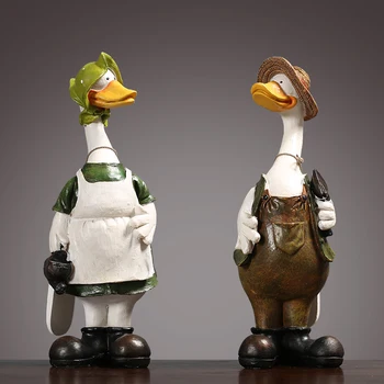 

AMERICAN CREATIVE RESIN COUPLE DUCK ORNAMENTS HOME LIVINGROOM TABLE FURNISHING CRAFTS HOTEL OFFICE DESKTOP FIGURINES DECORATION