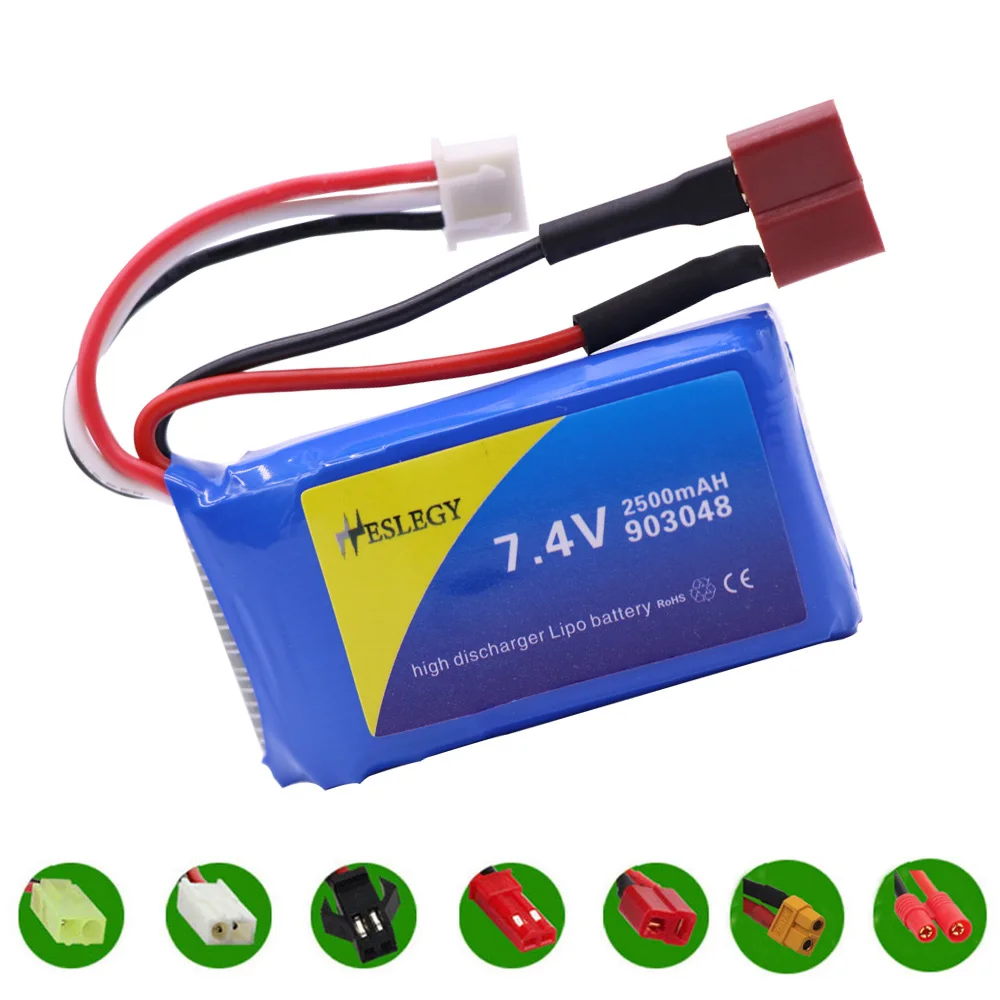 7 4 В 2500 мАч 903048 2S литий полимерный аккумулятор T/JST/SM разъем для Wltoys V353 A949 A959 A969 A979 k929