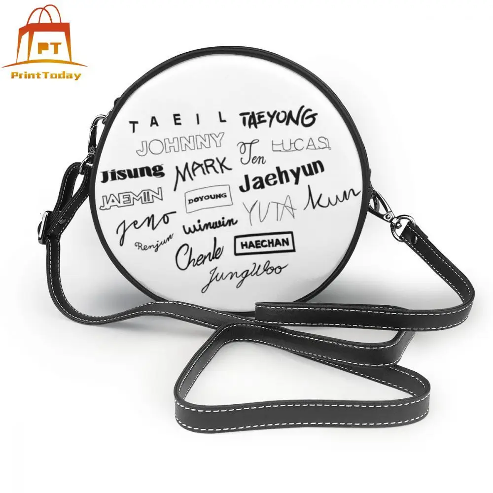 

Nct Shoulder Bag NCT 2018 YEARBOOK Leather Bag Mini High quality Women Bags Crossbody Multi Pocket Womens Print Round Purse
