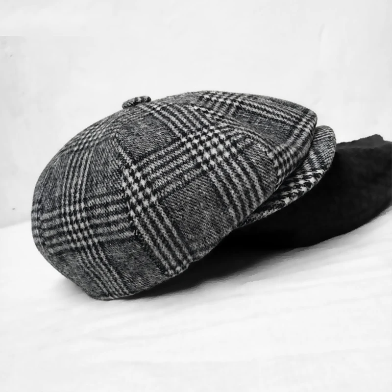 casquette, шерстяные кепки Newsboy, мужские, серые, клетчатые, плоские, шапки, женские, кофейные, британские художники, шапка, осенне-зимние шапки и шапки BLM111