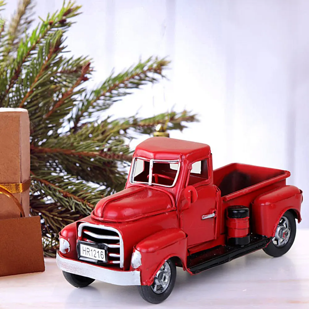 

Vintage Christmas Model Car 1:14 Scale Kids Truck Toys Handmade Carriage Diecasts Toy Vehicle Ornaments Car Model Kids Gifts