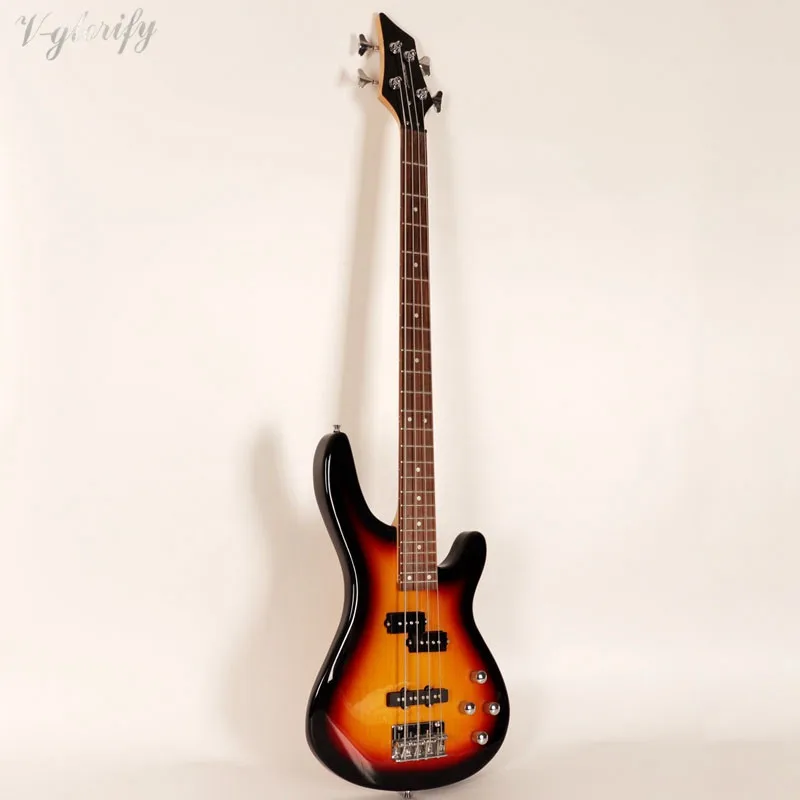 good quality 4 string electric bass guitar sunburst color full basswood body Canada maple neck good quality 4 string electric bass guitar sunburst color full basswood body Canada maple neck