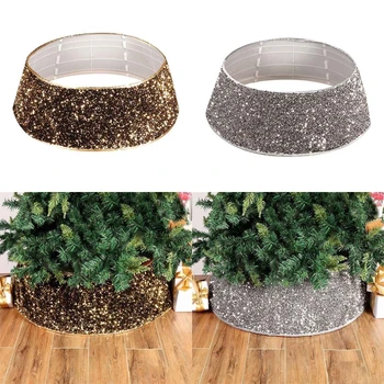 

Sequins Glitter Christmas Tree Base Collar Around Decorative Skirt Xmas Decor X6HD
