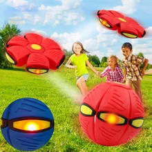 

Outdoor Toy Fly Ball LED Beach Garden Game Throw Disc Ball Toy Kid Fancy Soft Novelty Toy multiple colour Flat Throw Disc Ball