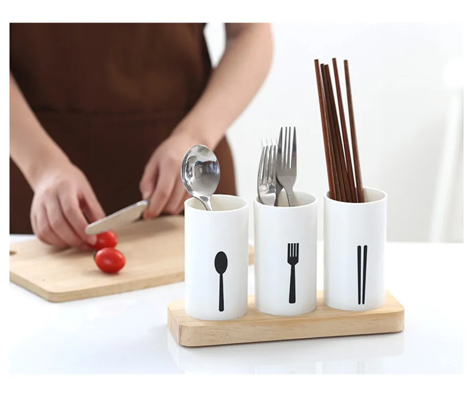 Кухонный ящик для хранения дубового дерева, нож и вилка, палочки для еды, трубчатый дренажный стеллаж, многофункциональная Бытовая креативная подставка для палочек для еды