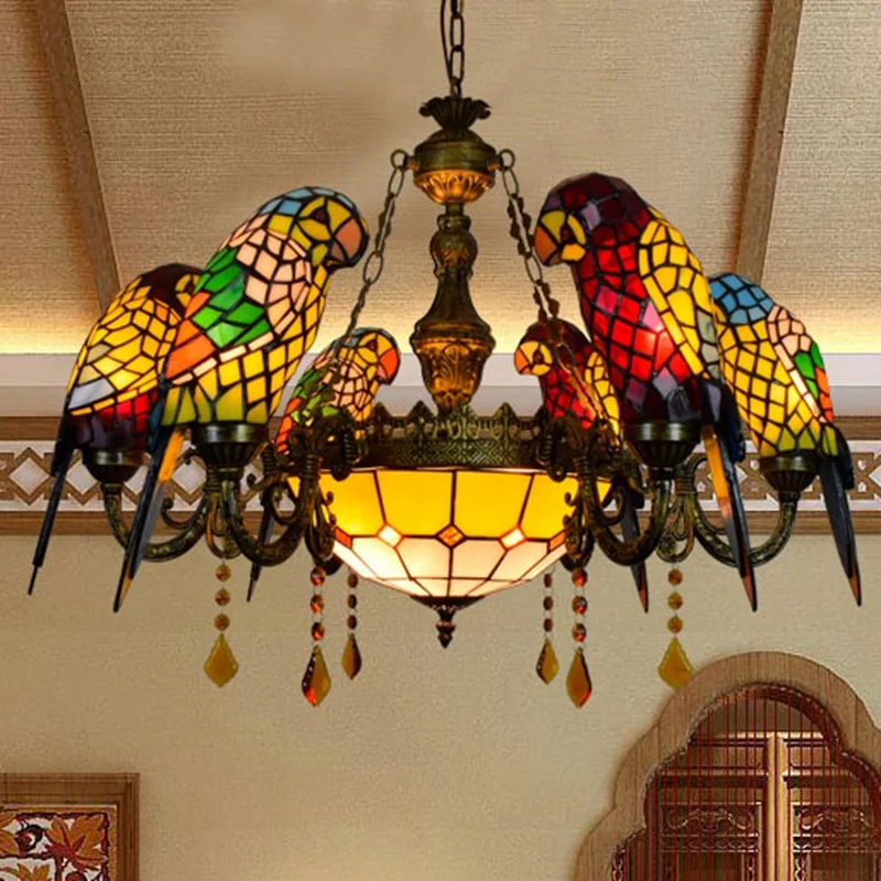 Luxurious Retro Stained Glass Parrot 