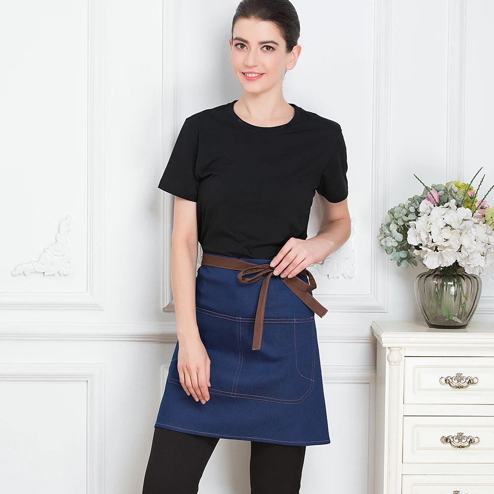 One Piece of Apron High Quality Wholesale Unisex Kitchen Hotel Coffee Shop Bakery Chef Waiter Cleaning Work Wear short Aprons
