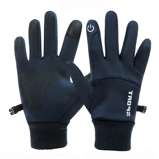 Winter Waterproof Men's Gloves Windproof Sports Fishing Touch Screen Driving Motorcycle Ski Non-slip Warm Cycling Women Gloves navy blue