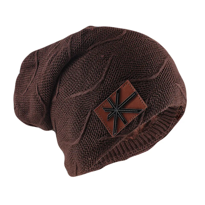 Коричневый HLEISXI зимние теплые мужские шапочки Skullies модный бренд Женская модная шапка капот вязаная женская Уличная Повседневная шапка - Цвет: Коричневый