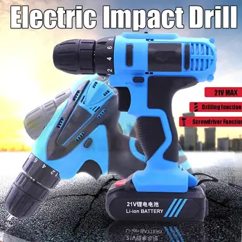 

12/16.8/21V Impact Drill Electric Screwdriver Household Electric Hand Drill Battery Cordless Electric Hammer Home Repair Tools