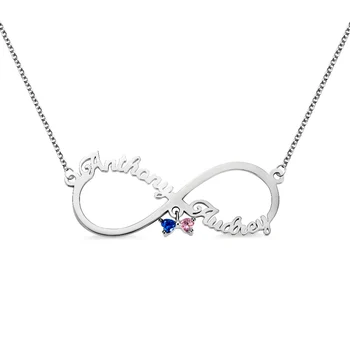 

AILIN Necklace For Women 925 Silver Infinity Necklace Crystal Pendant Custom Name Necklaces with Birthstone Women Jewelry Gift