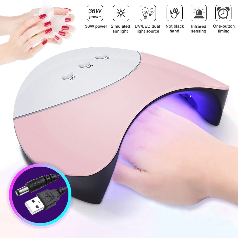 Hot 36W USB LED UV Nail Gel Curing Lamp Light Nails Polish Dryer Nail Art Machine Tools CNT 66 - Цвет: as picture