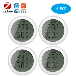 Capteur de température et d'humidité Tuya ZigBee, pour maison connectée, avec écran LED, fonctionne avec Google Assistant et Tuya Zigbee Hub 