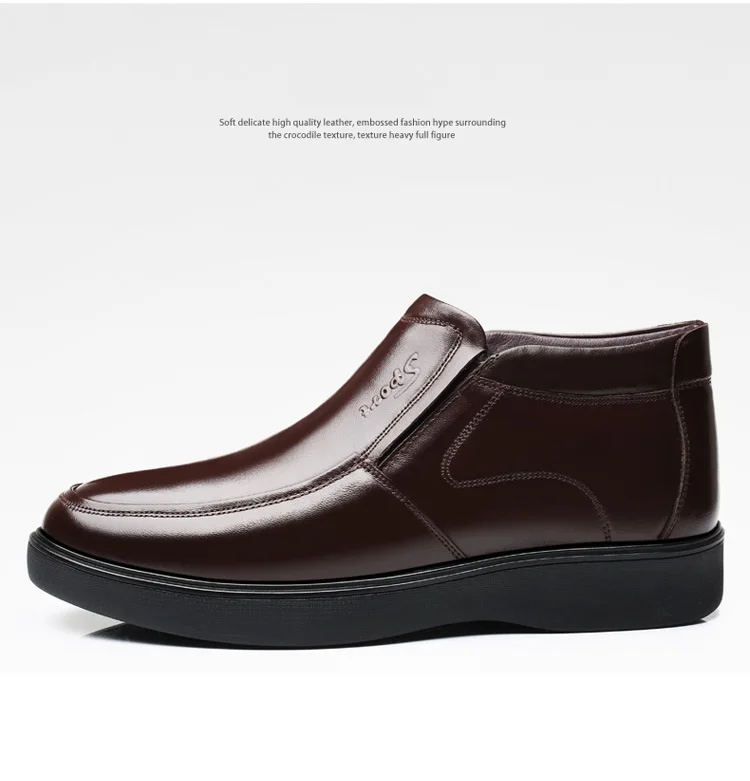 Зимние шерстяные меховые теплые зимние ботинки мужские черные деловые модельные туфли из натуральной кожи ботильоны для взрослых резиновый нескользящий ботинок