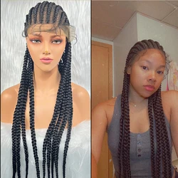 Braided Wigs Full Lace Wig 34inches Braiding Hair For Black Women Synthetic Box Braids Hair Cheap Wigs For Wholesale New