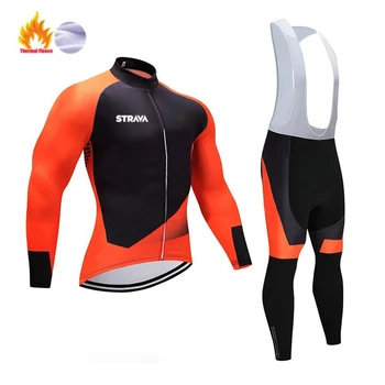 

2020 Winter Thermal Fleece Cycling Jersey STRAVA Long Sleeve Men's Warm Bike Jacket Roupa Ciclismo Hombre MTB Bicycle Clothing