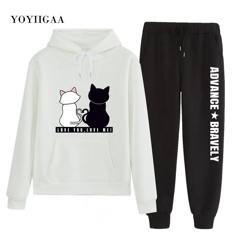 Casual 2 Piece Set Tracksuit Women Hoodies 2020 Autumn Winter Printed Tracksuits Women's Pullover Tops Thicken Warm Sport Suit8978 (1)