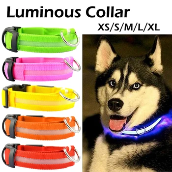 

Pet Dog Supplies Hot Electric LED Dog Collar Nylon Pet Safety Strap Neck Belt Collars For Small Medium Large Dog