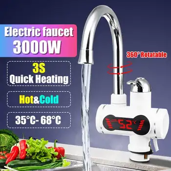 

3000W Electric Faucet Tap Hot Water Heater Instant Kitchen Tankless Electric Water Heater with Temperature Display