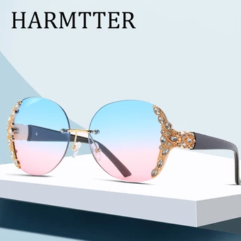 

Luxury Sunglasses butterfly Women Oval Diamond crystal Rimless Sun Glasses Female Luxury gradient lens Eyewear
