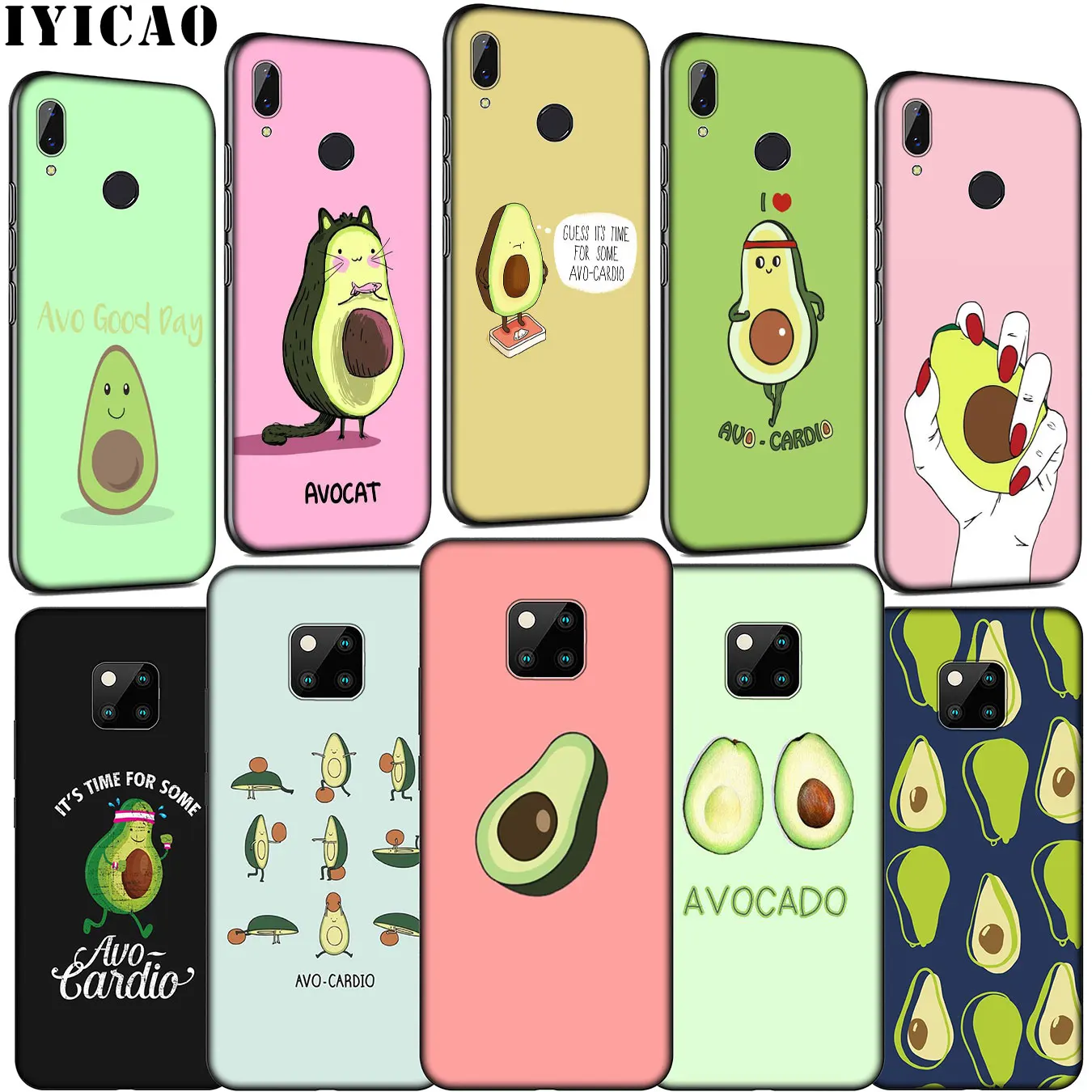 IYICAO Avo Cardio авокадо мягкий силиконовый чехол для телефона Huawei Mate 30 20 10 Pro Black Nova 5i 4 3 3i