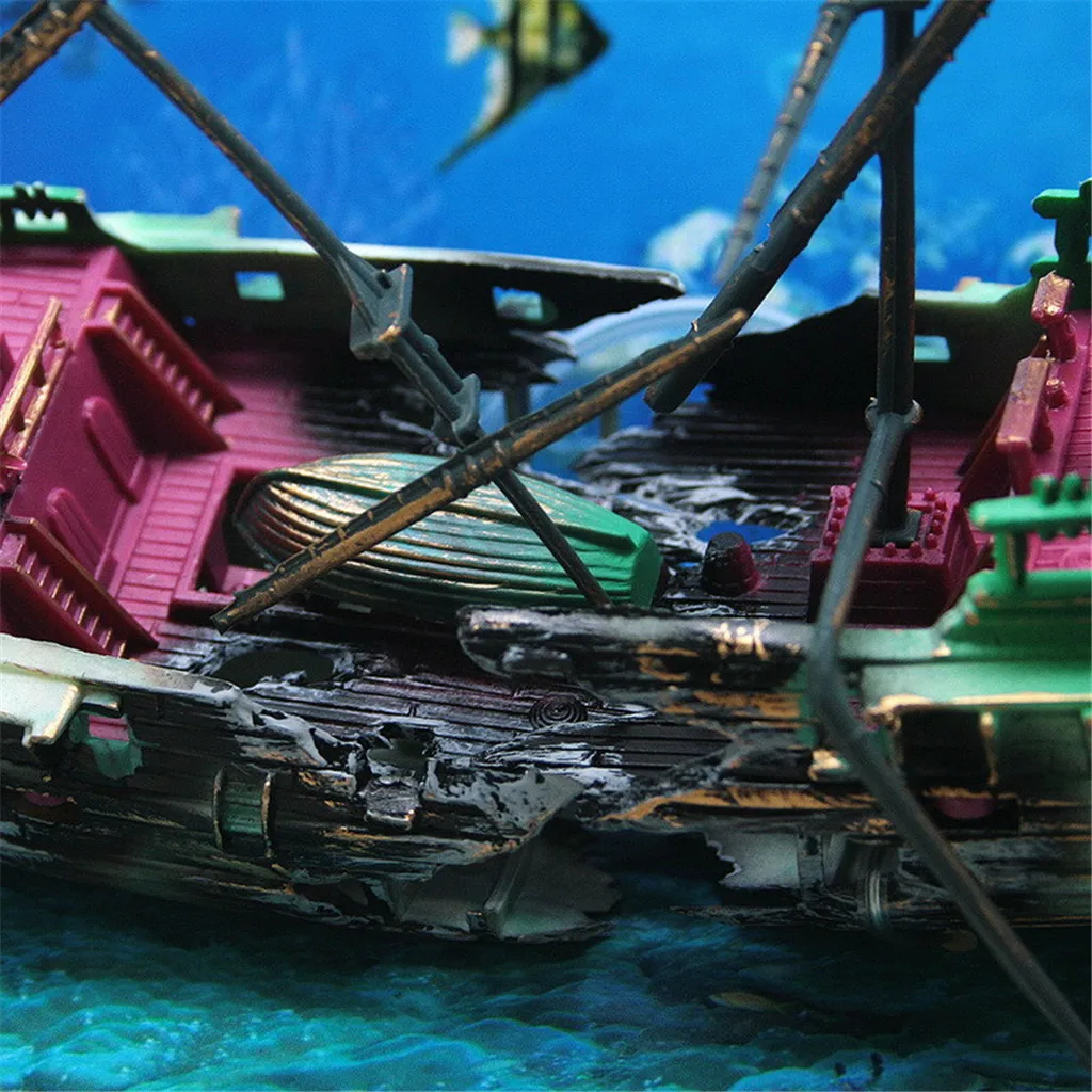 Украшение аквариума пейзаж Аквариума Пиратский корабль светящийся орнамент водный пейзаж затонувший кораблекрушение декорации аквариума