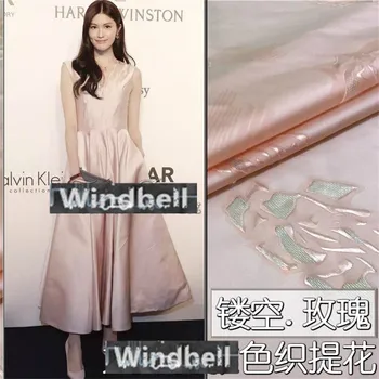 

100cm*140cm/piece Hollowed-out rose cut jacquard brocade dress fabric