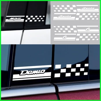 

2PCS Car Side Window B Pillar Stickers Decor Cover Vinyl Decals Car Styling for Mazda Demio MPS 3 6 Axela Atenza CX-3 CX-5 CX-8