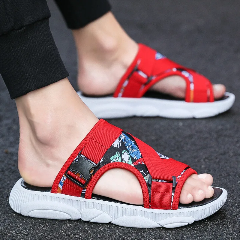 

2019 New Style Sandals Casual A- line Sandals Men's Summer Outdoor Anti-slip Wearable Trend Dual Purpose Slipper