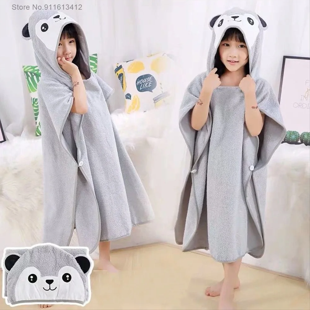 Blue Dinosaur Bath Towels Kids Soft Bathrobe Microfiber Hooded Children Robes Boys Girl Swimming 60x120cm Animal Print Towel