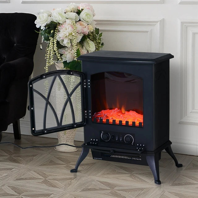 Homcom Mobile Electric Fireplace Type Standing Stove With Burning Wood  Effect Heater 1000w/2000w 45x28,5x54cm Black Color - Electric Fireplaces -  AliExpress