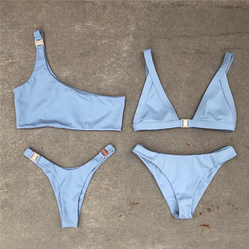 New Sexy Swimwear Women Swimsuit Bikinis Set Solid Bathing Suit Brazilian Bikini Beachwear Without Push Up Maillot De Bain Femme