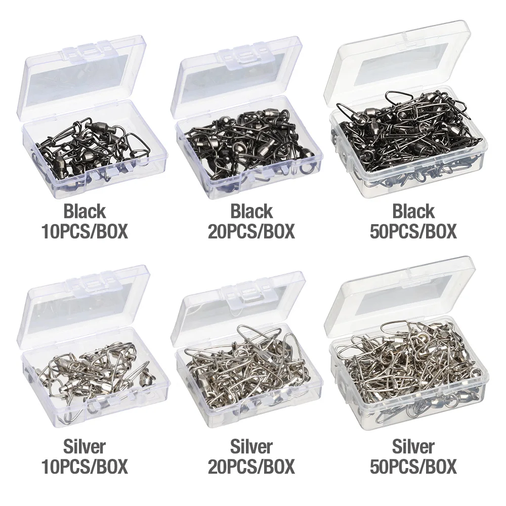 DONQL 102050Pcs Bearing Fishing Connector 0#-6# Swivels Snap Rolling Stainless Steel Fish Hook Connector Fishing Accessories主图05 (3)