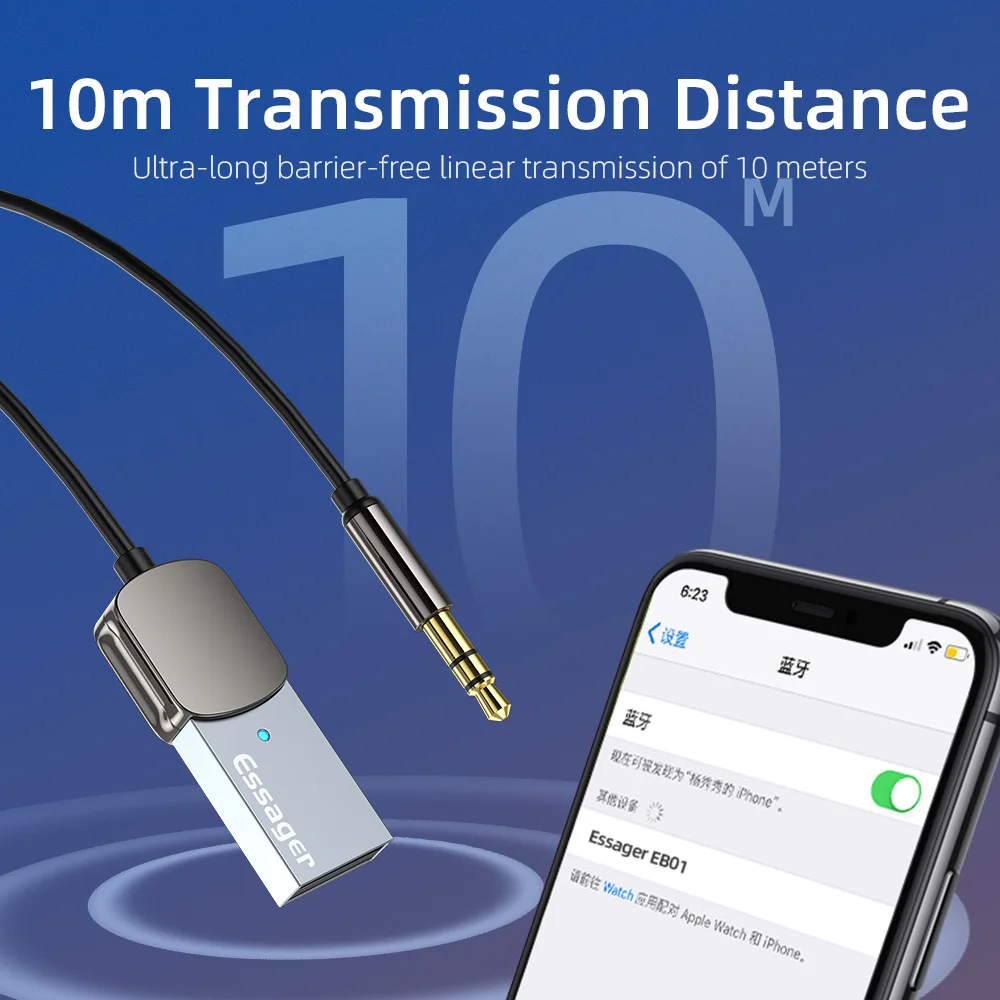 Bluetooth Aux Adapter Dongle USB To 3.5mm Jack Car Audio Aux Bluetooth 5.0 Handsfree Kit For Car Receiver BT transmitter bluetooth aux adaptor