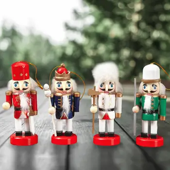 

4PCS Nutcracker Puppet King Soldier Small Pendant Color Series Doll New Year Gift Christmas Tree Decor Hanging Ornament 10CM