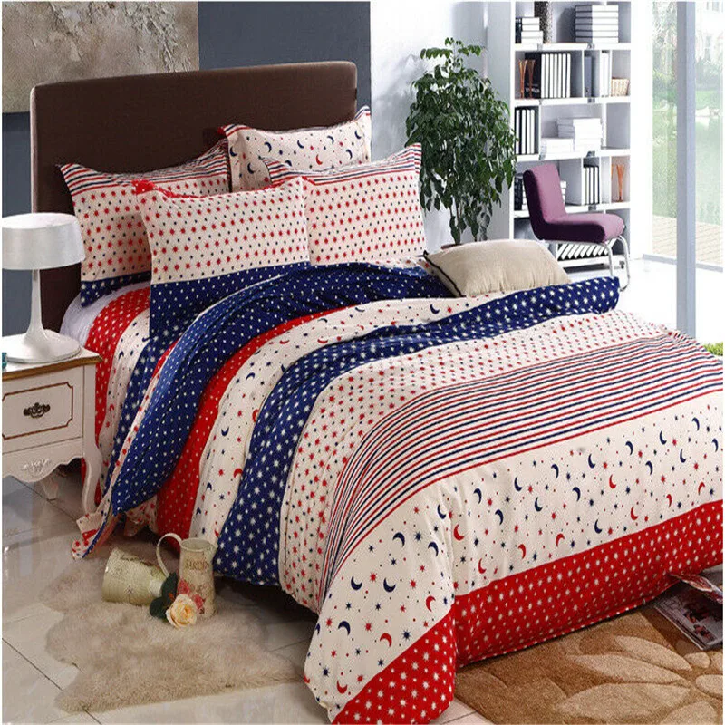 2Colours New Arrival 4 Pcs All Size Duvet Cover with Pillow Case Quilt Cover Bedding Set Single Double King